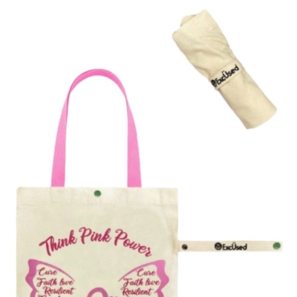 💗🆕 Think Pink Power - Breast Cancer Awareness Reusable Tote - Picture 2 of 3
